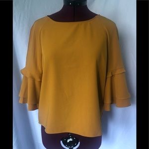 Design Lab mustard ruffle sleeve top